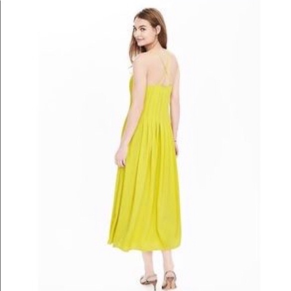 NWT Banana Republic Neon Yellow Midi Dress - Picture 2 of 8